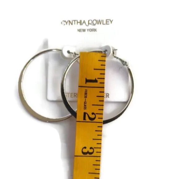 Sterling Silver Flat Hoop Earrings - Picture 3 of 3